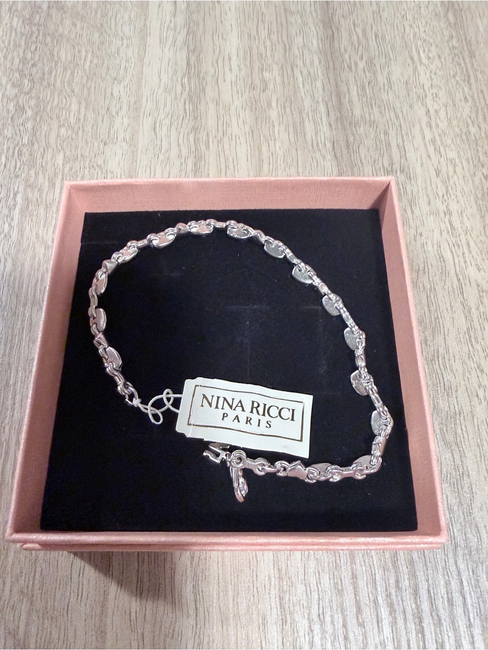 Nina Ricci Silver Heart Link Bracelet